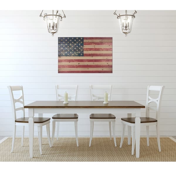 slide 2 of 8, "American Flag" Vintage Print on Planked Wood Wall Art