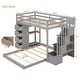 preview thumbnail 19 of 22, Twin Over Full Bunk Bed Frame with Built-In Shelves, Storage Stairs, Bottom Floor Bed with Pull-out Drawers, Wooden Loft Bed
