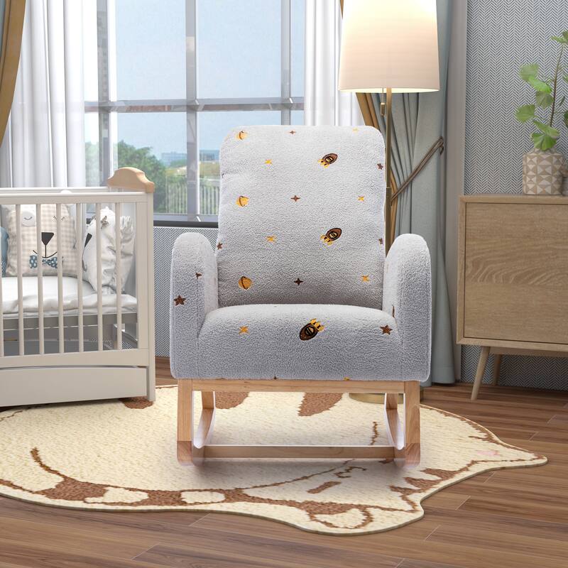 Modern Accent Rocker Armchair With Side Pocket