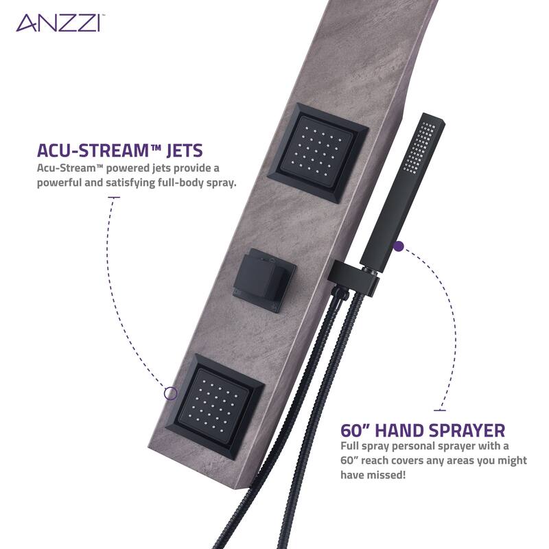 Aura 2-Jetted Shower Panel with Heavy Rain Shower & Spray Wand