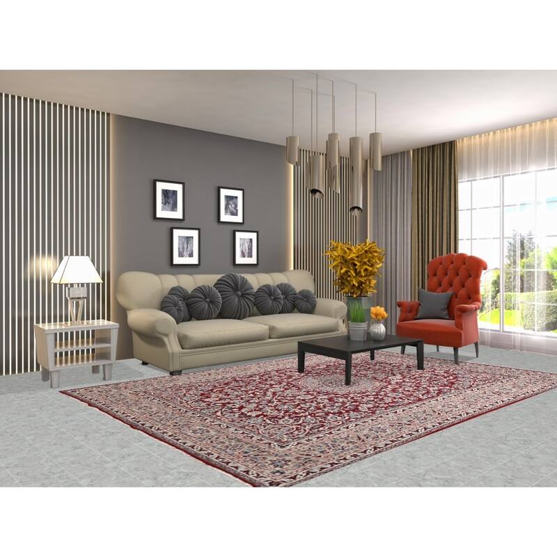 Traditional Floral Mashad Turkish Area Rug Machine Made Carpet - 6'6" x 9'7"