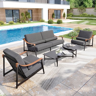 MAISON ARTS 5-Seat Patio Conversation Set, Modern Luxury Metal Outdoor Sofa Set