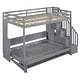 preview thumbnail 9 of 36, Full Size Convertible Murphy Bunk Bed with Hydraulic Lift, Built-In Desk, Storage Staircase
