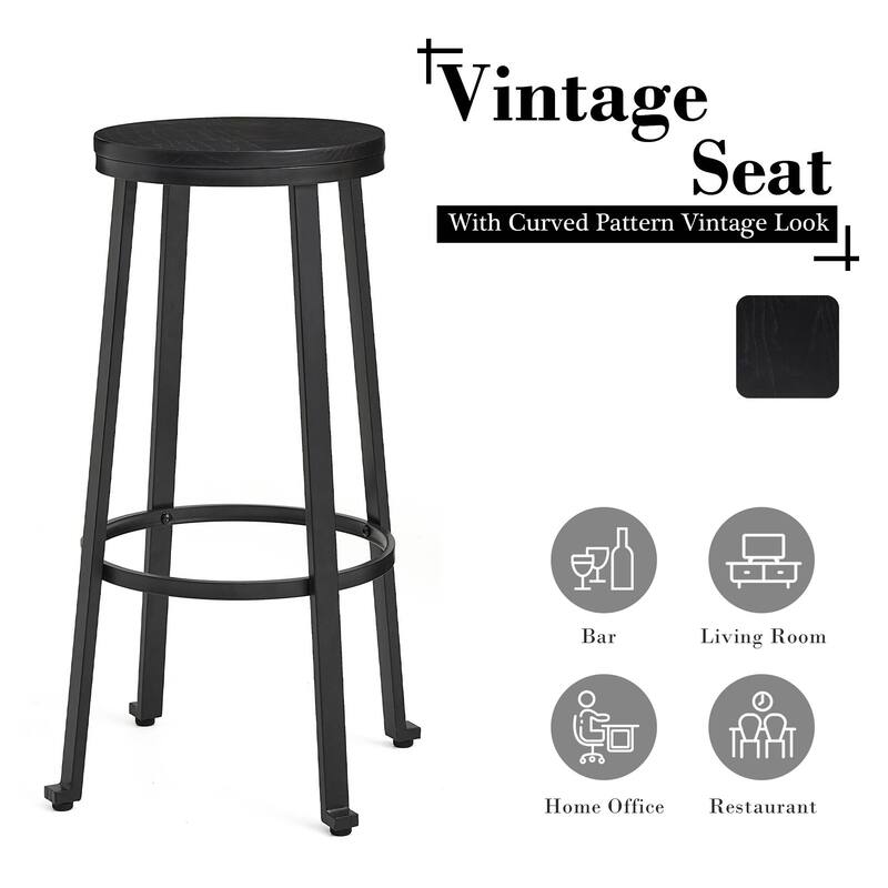 Glitzhome Industrial Rustic High Bar Stools with Wood Seat