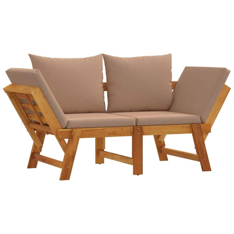 vidaXL Patio Bench with Cushions 2-in-1 Outdoor Seating Solid Wood Acacia