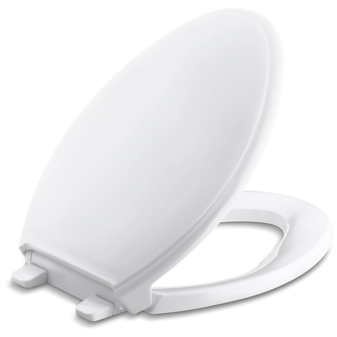 Elongated Closed Front Toilet Seat Replacement New Plastic Hinge Bumper Silver 