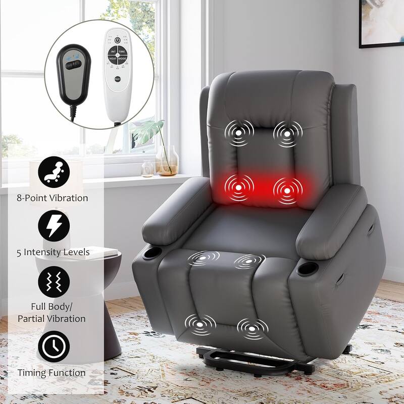 Adjustable Electric Heat and Massage Power Recliner Chair, Single Sofa