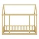 preview thumbnail 35 of 34, Floor Wooden Bed with House Roof Frame and Safety Guardrails