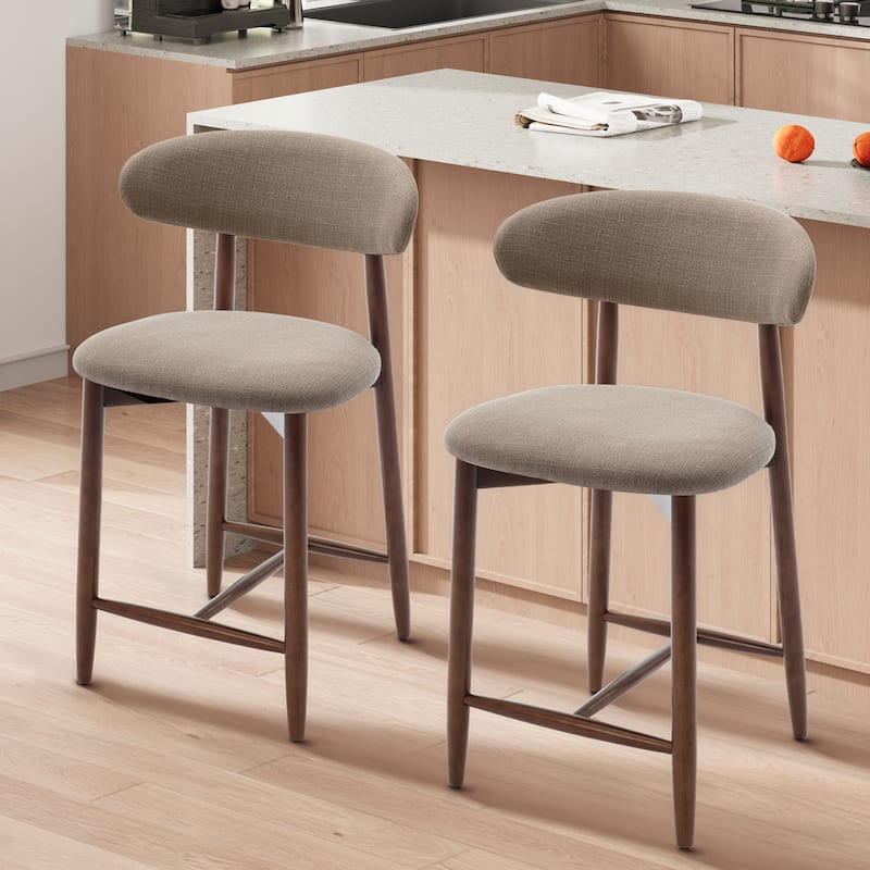 RENEWLINE Mid-Century Modern Upholstered Bar Stools with Backrest - Solid Wood Legs Counter Height Stools
