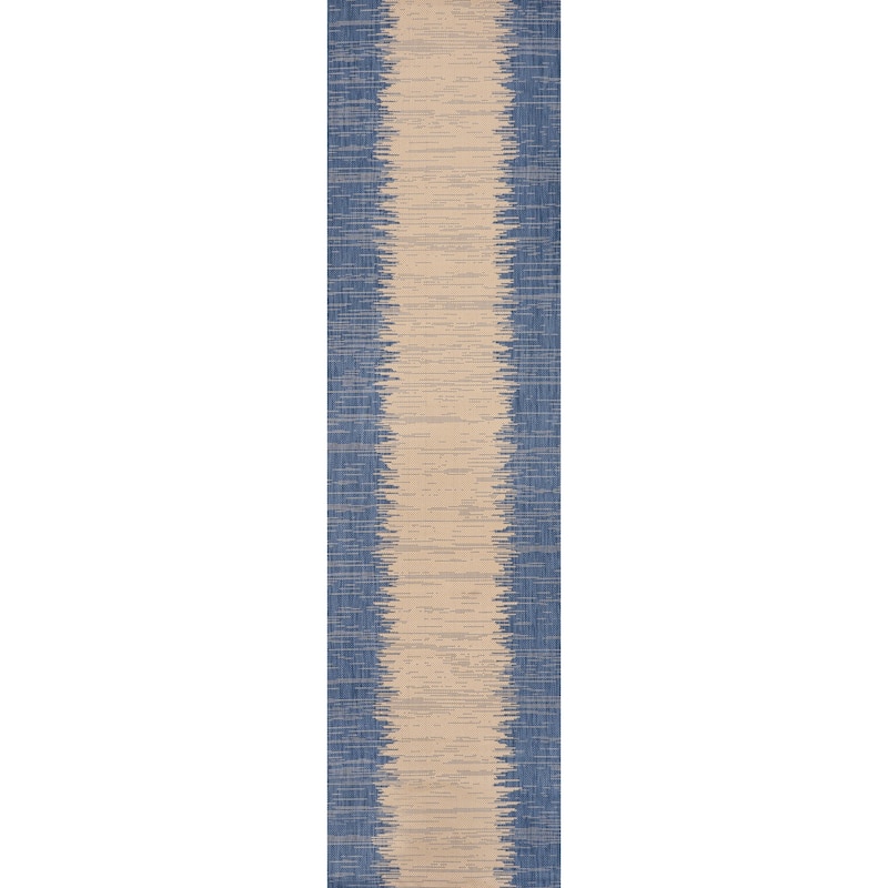 JONATHAN Y Madaba Modern Strie' Indoor/Outdoor Area Rug - 2 X 8 - Blue/Beige