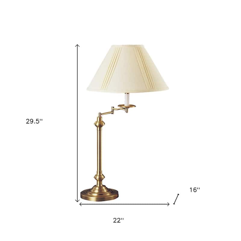 HomeRoots 30" Bronze Metal Swing Arm Table Lamp With Off White Empire Shade - 22