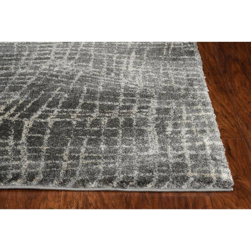 Strick & Bolton Spoken Black & White Abstract Geometric Shag Rug