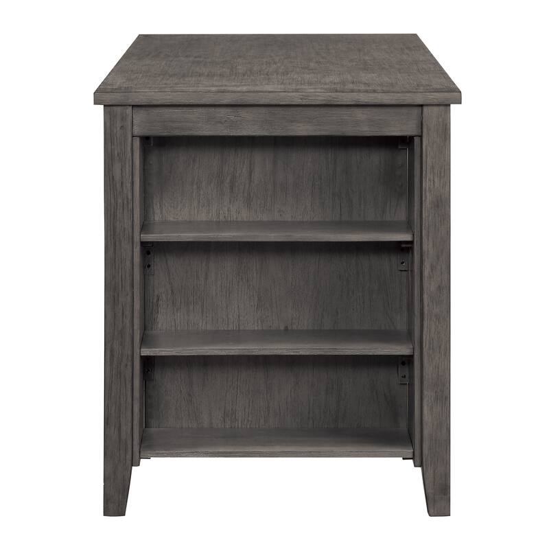 Modern Gray 1pc Counter Height Table with Built-in Shelves Wooden Multifunctional Kitchen Dining Room Furniture