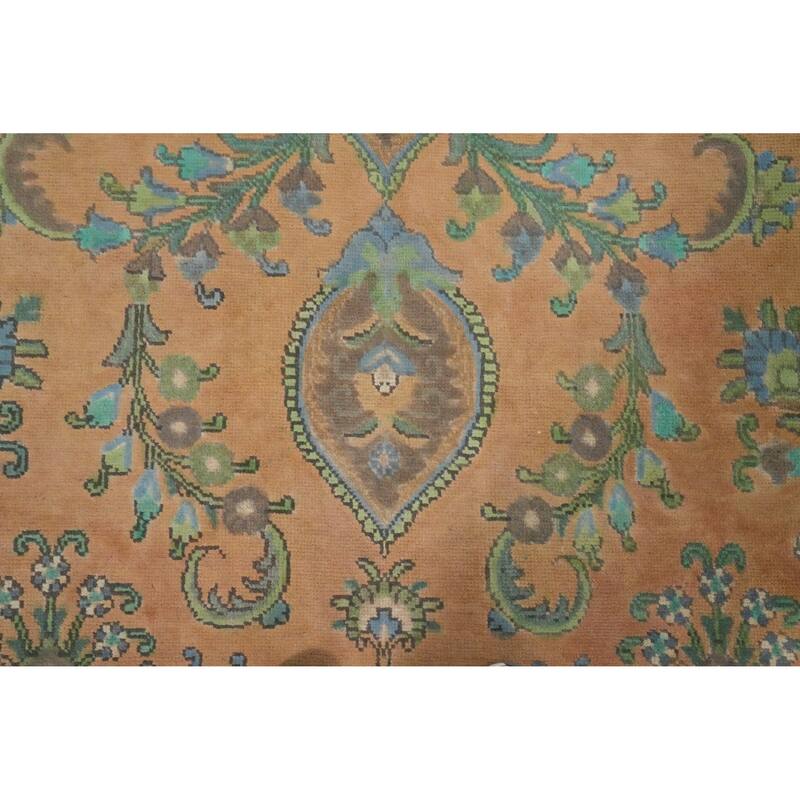 Hand Knotted Oriental 100% Wool Carpet Traditional Floral Oranges & Rust Tabriz Area Rug - 12' 10'' X 9' 8''