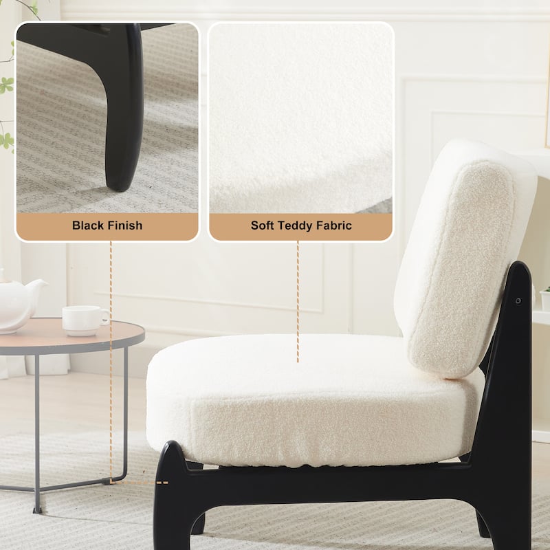 Modern Teddy Slipper Chair Armless Lounge Sofa