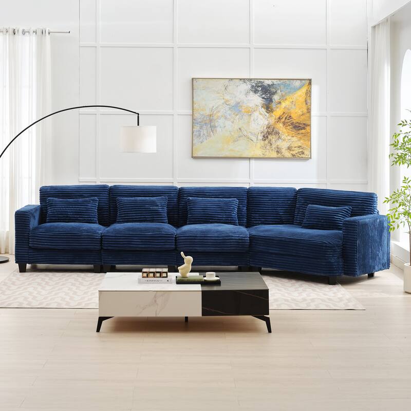 Multi-seat(3/4/5 seats) Corduroy Sectional Sofa, Modular Couch for Living Room & Business