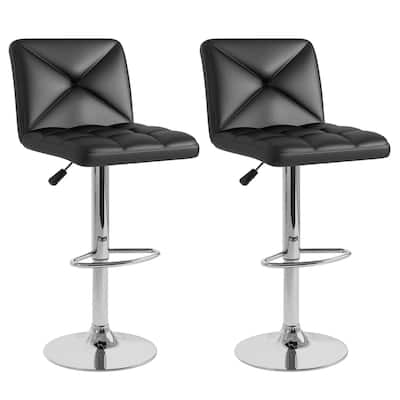 Costway Modern Bar Stools Set of 2 PU Leather Upholstered Swivel - See Details