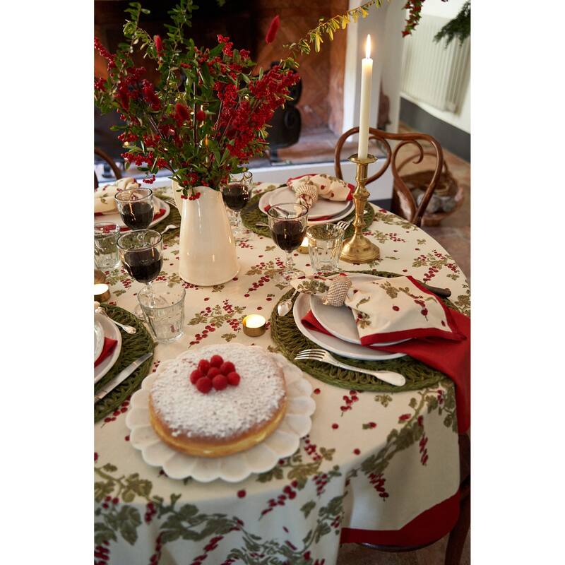 Gooseberry Square Red/ Green Cotton Tablecloth