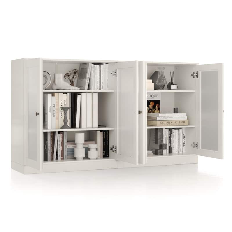 Palace Imports 100% Solid Wood 64" Sideboard with Frosted Glass Doors and Adjustable Shelves