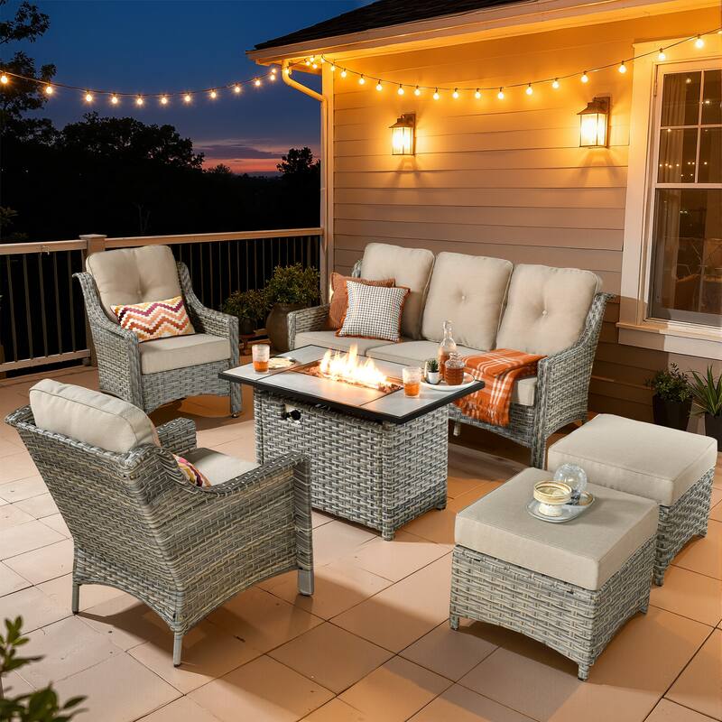 XIZZI 6-Piece Patio Wicker Furniture High-Back Sofa Set