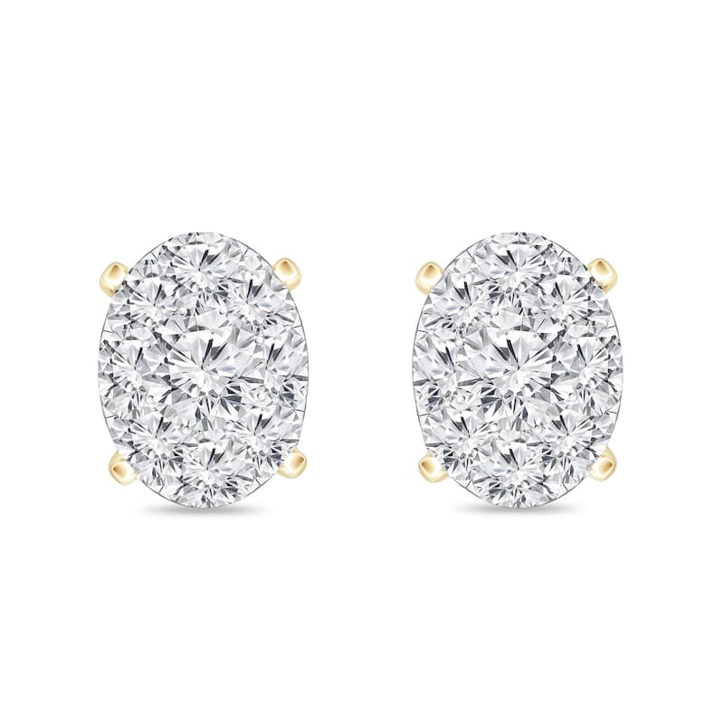 Auriya 14k Gold 5/8ctw Oval Pave Diamond Stud Earrings (H-I, I1-I2)