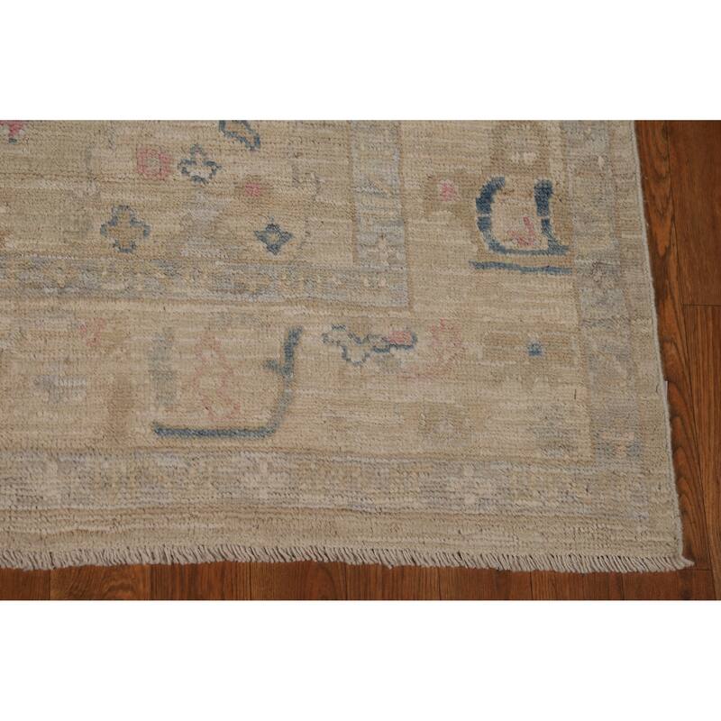 Vegetable Dye Oushak Turkish Rug Handmade Bedroom Beige Wool Carpet - 4'10"x 7'5"