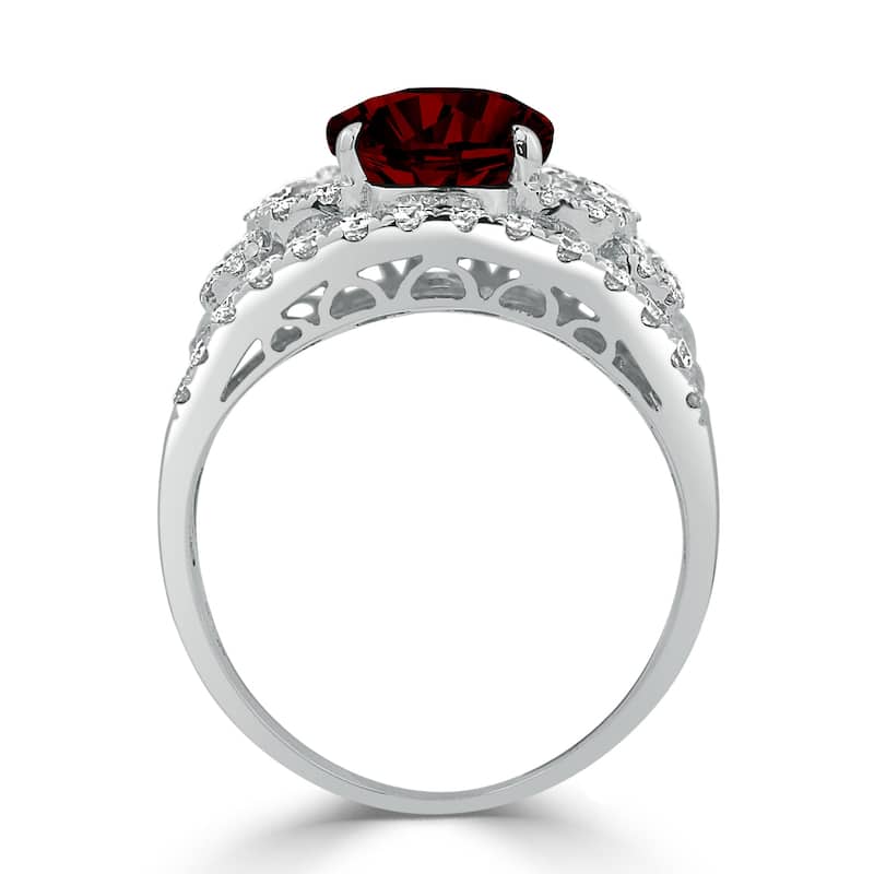 Auriya 2 7/8ct Oval Red Garnet and Diamond Ring 1 1/3ctw 18K Gold