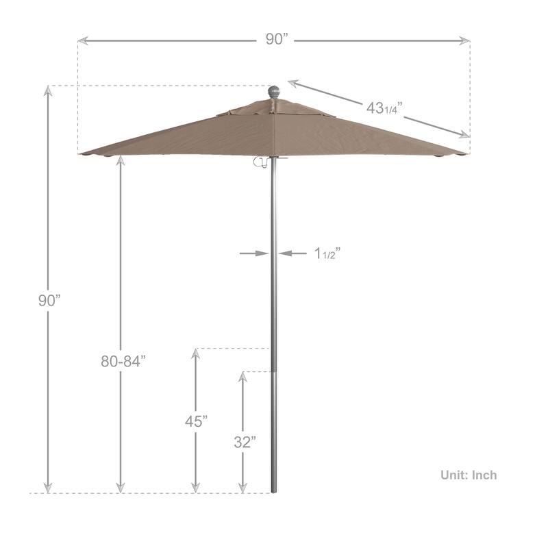 California Umbrella 7.5' Rd. Aluminum Frame, Fiberglass Rib Market Umbrella, Push Open,Anodized Silver Finish, Olefin Fabric