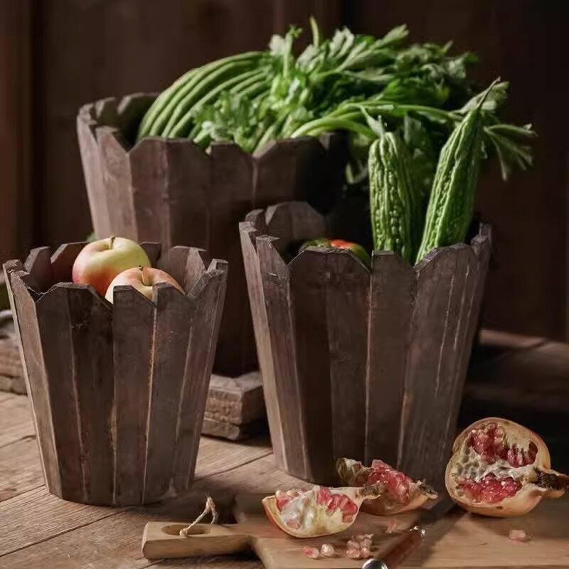 RusticReach Spliced Solid Wood Planter Round