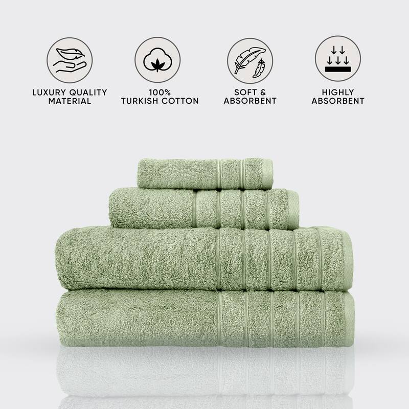 Classic Turkish Towels 4 Piece Cotton Towel Set, Absorbent Hotel & Spa