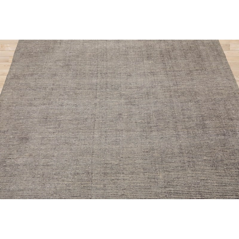 LoomBloom Taupe Modern Ribbed 100% Wool Oriental Area Rug - 5' 3'' x 7' 7''