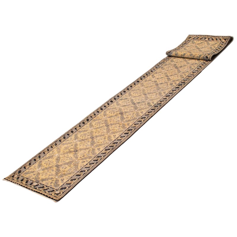 ECARPETGALLERY Hand-knotted Jamshidpour Khaki Wool Rug - 2'5 x 18'9