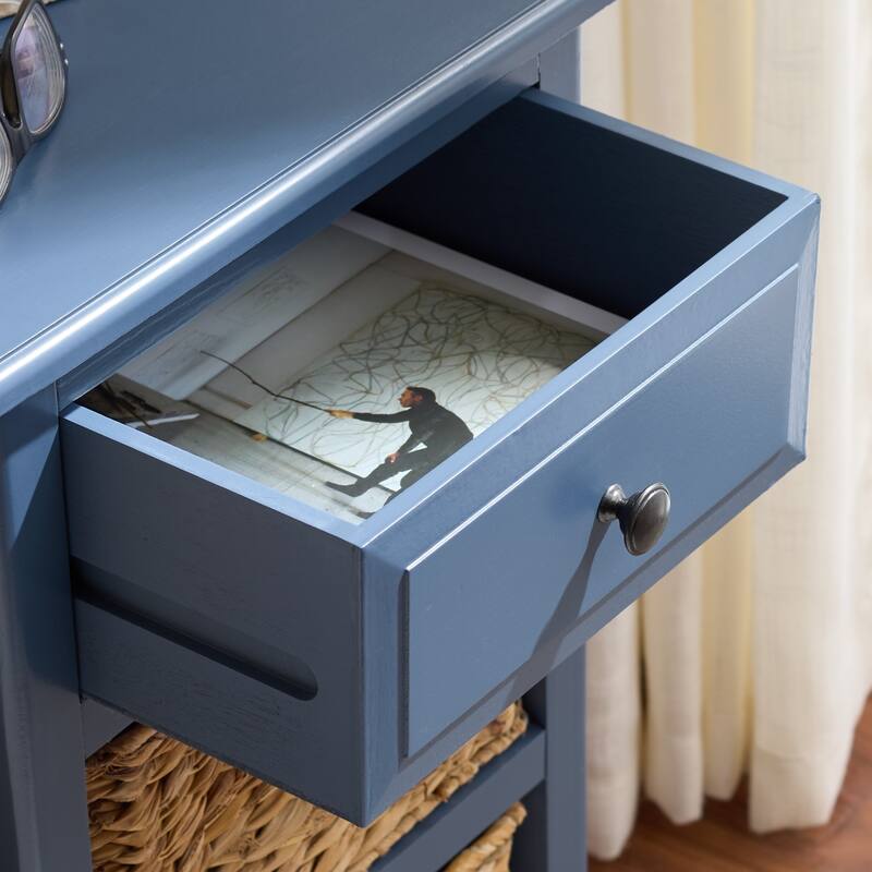 SAFAVIEH Helma Distressed Black Drawer Storage Side Table - 15" x 11.8" x 27.6" - 15"W x 12"D x 26"H