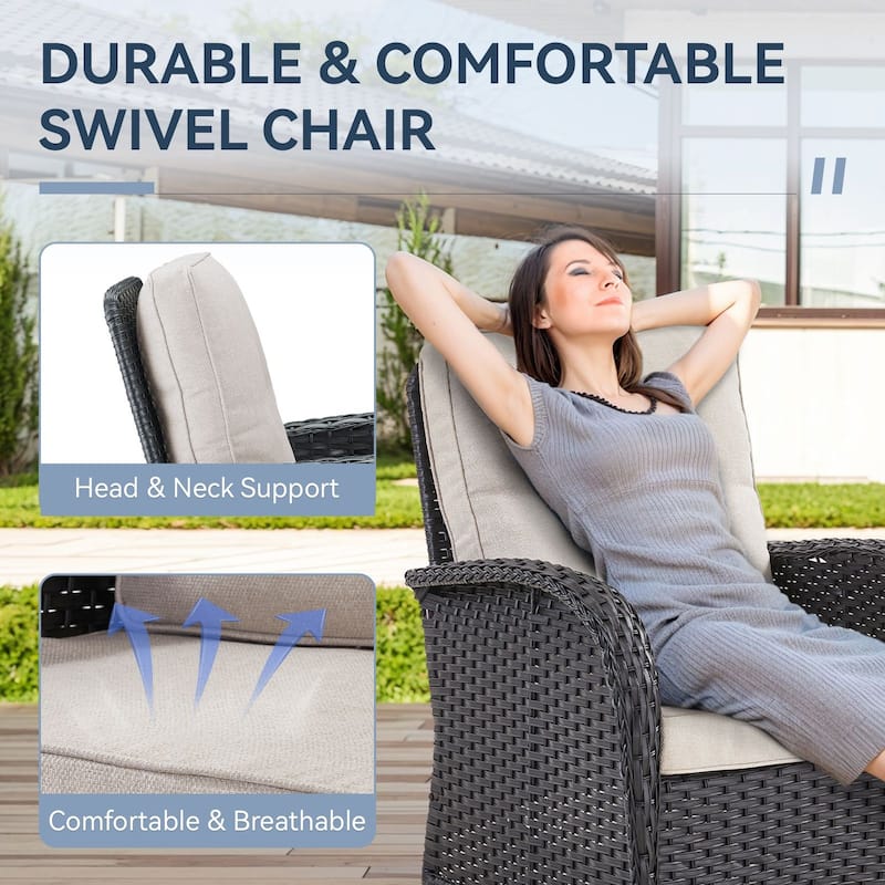 Gymojoy Outdoor Wicker Patio Furniture Loveseat Glider Set