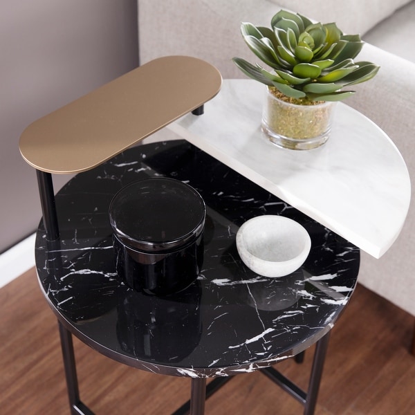 SEI Furniture Aasen Three Tier Faux Stone Side Table Bed Bath