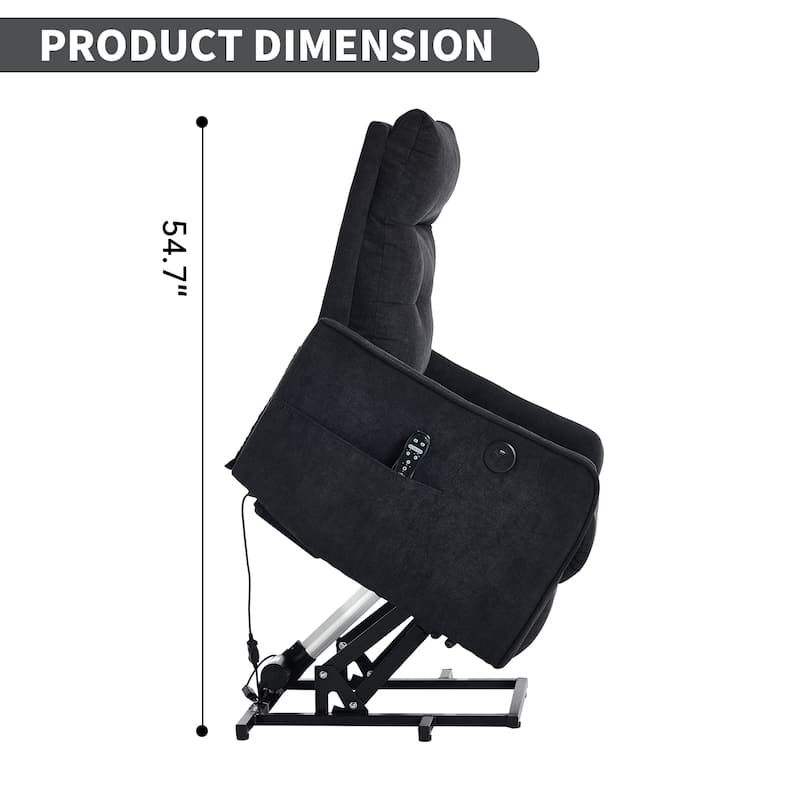 Single Motor Power Lift Recliner with USB Port and 155 Degree Recline