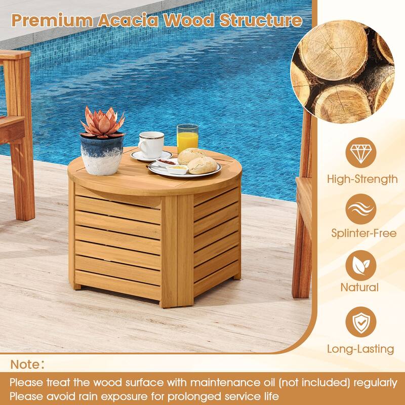 Gymax 2-in-1 Outdoor Side Table w/Storage Umbrella Hole & Removable