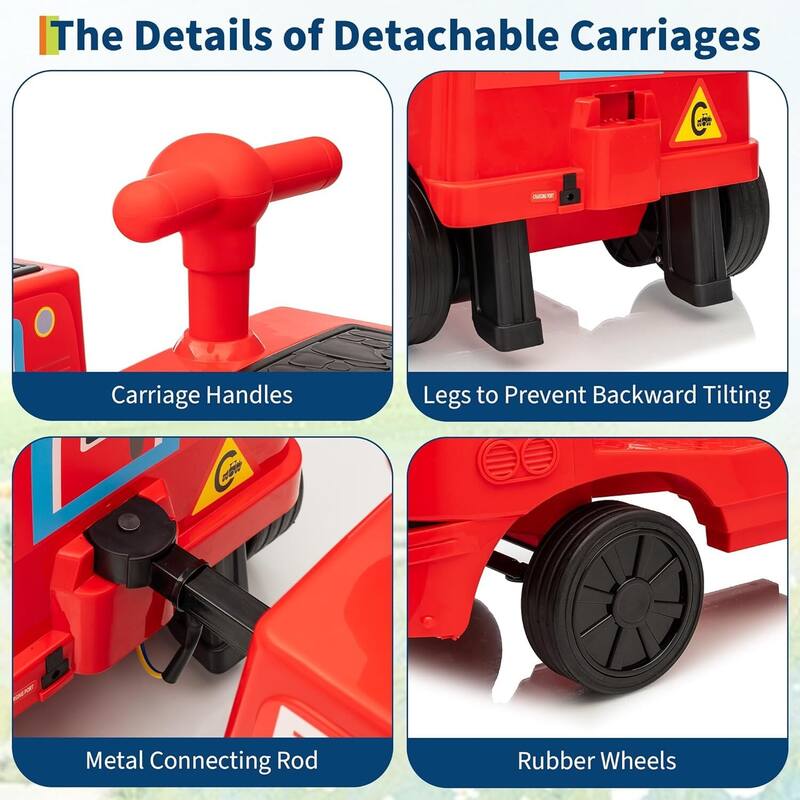 12V Kids Ride On Toy Car, 3-Seater Ride On Train Trackless