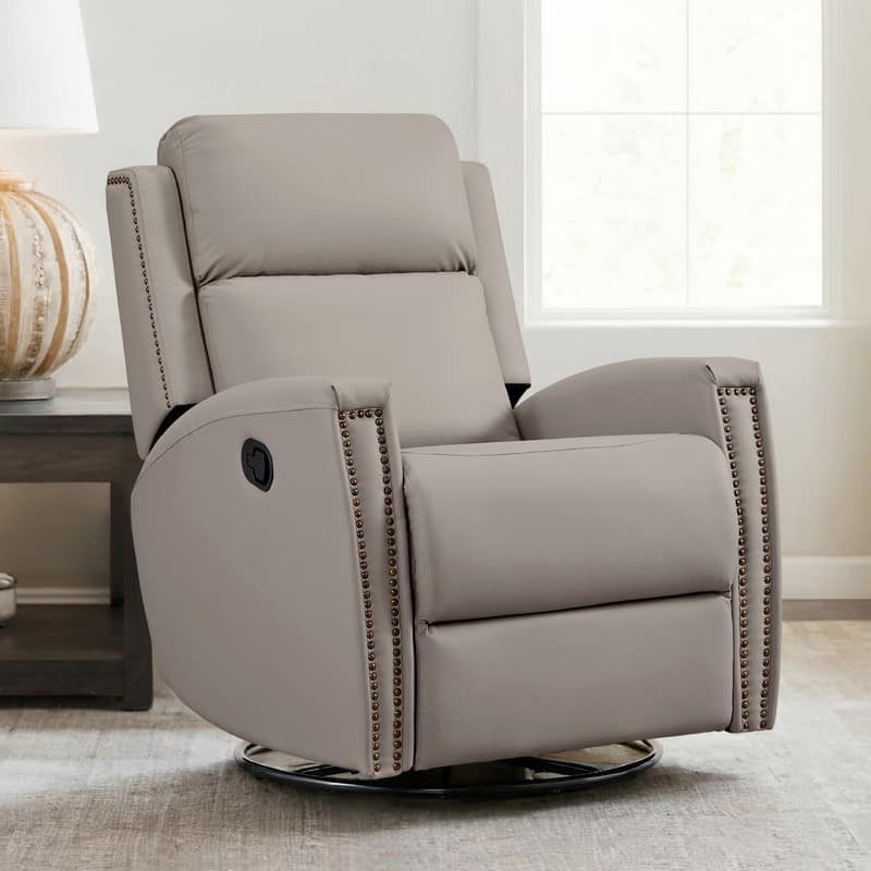 Spruce & Spring Jerome Swivel Glider Recliner Nursery Chair Manual Push Back Recliner
