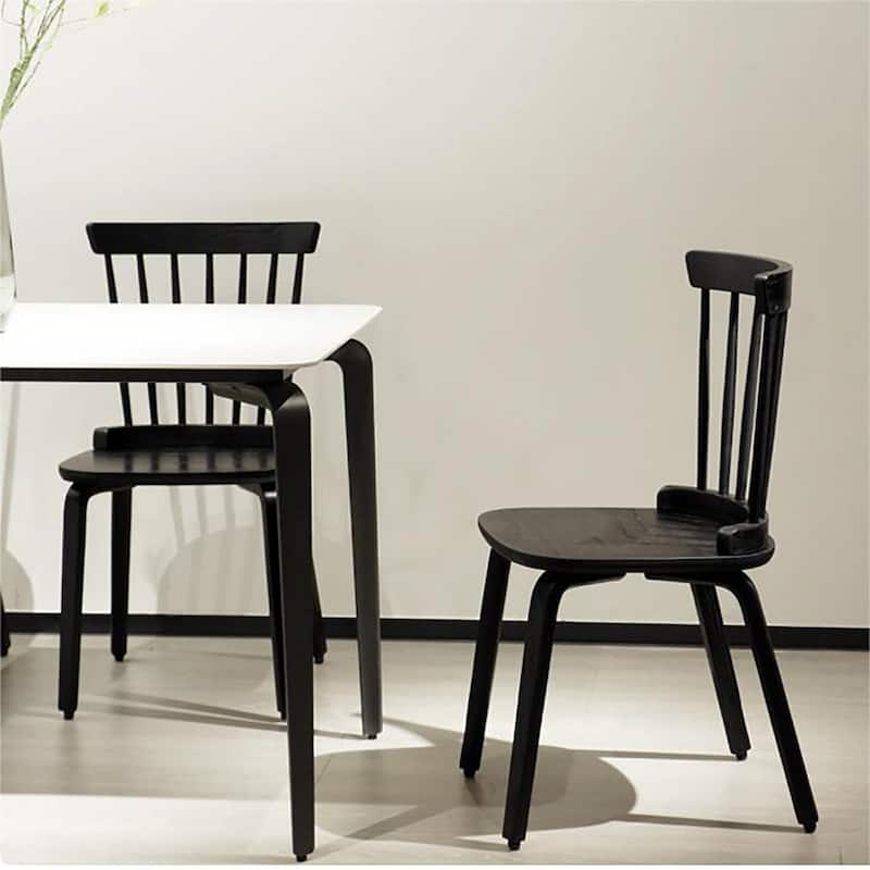 Dining Chairs Set of 2, Farmhouse Wooden Spindle Back Kitchen Chairs Solid Wood Slat Back Windsor Chair (Set of 2)