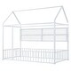 preview thumbnail 52 of 70, Metal House Bed with Metal Grid and Storage Shelves, Twin/Full Size Floor Montessori Bed with Roof Frame and Fence Guardrails