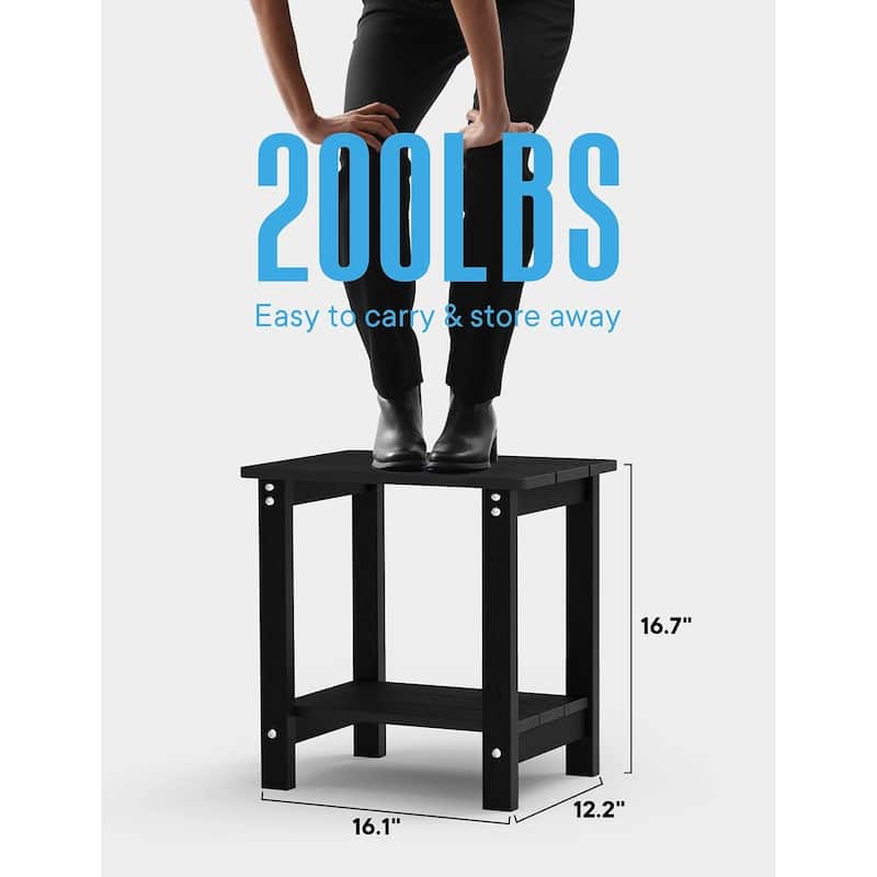 WINSOON Outside Adirondack Square Side Table, Weather Resistant Patio Table Double Layers