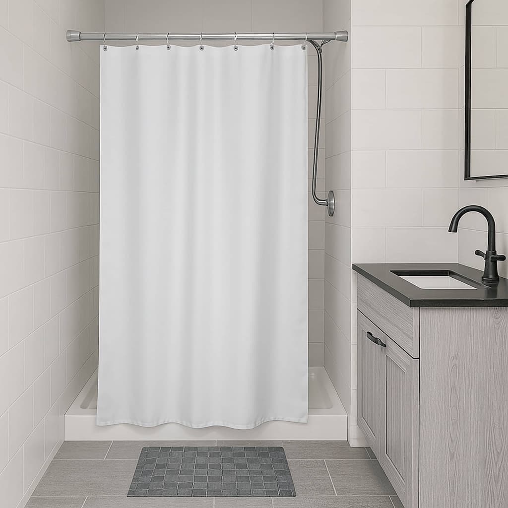 Stall Shower Curtain Half Size Polyester 8 Rings 72"L x 48"W