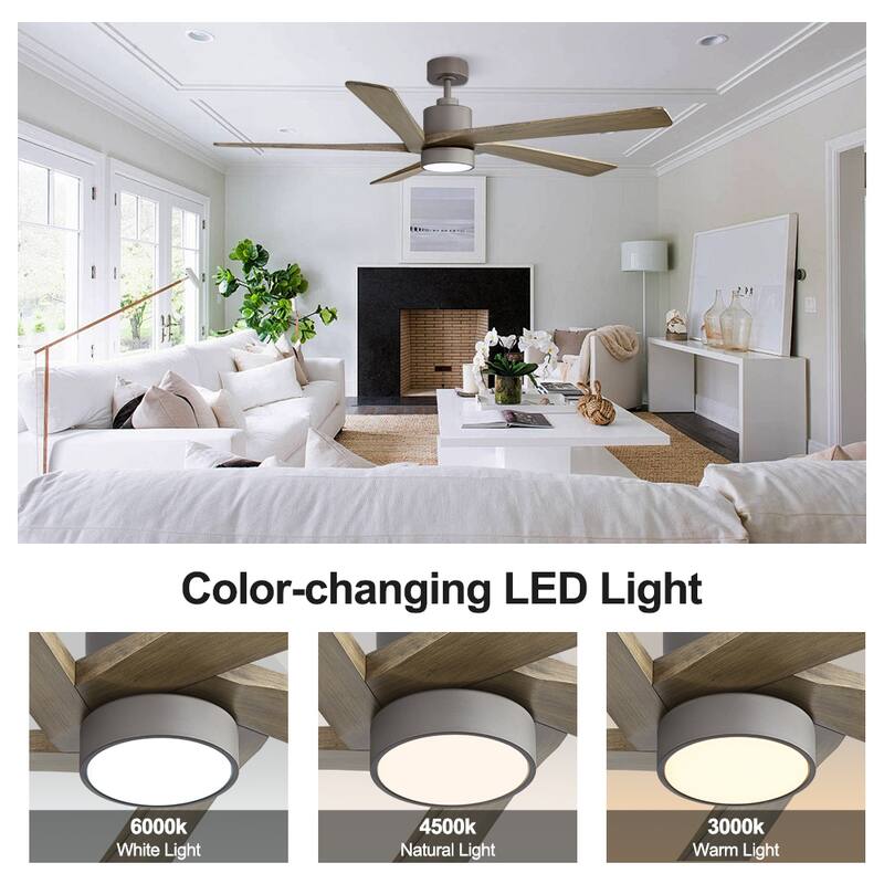 WINGBO 72" Ceiling Fan with Lights, 5 Reversible Blades, Ultra Quiet 6-Speed DC Motor...