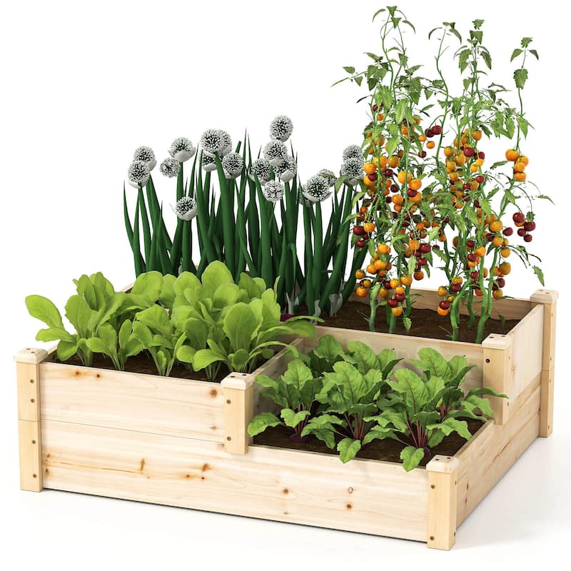 Costway 3-Tier Outdoor Raised Garden Bed Vegetable Planter Box for - 42.5'' x 34.5'' x 14.5'' (L x W x H)