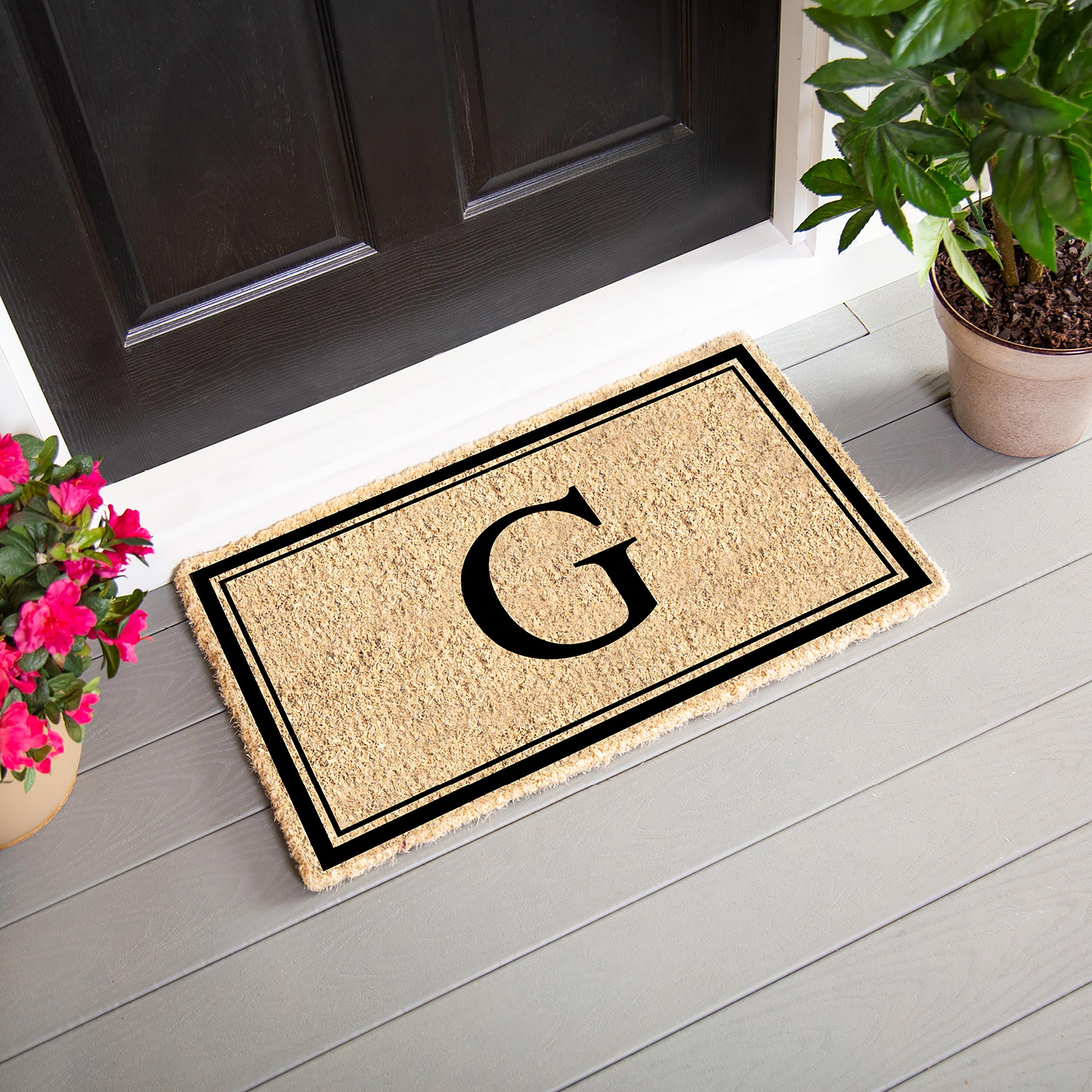 28 in. x 16 in. Monogram Coir Mat, Letter "G"