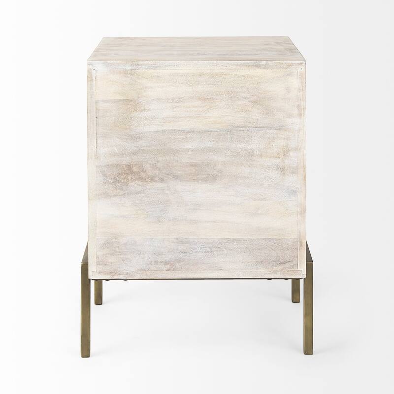 Arelius Light Brown Solid Wood w/ Black Metal Frame End/Side Table