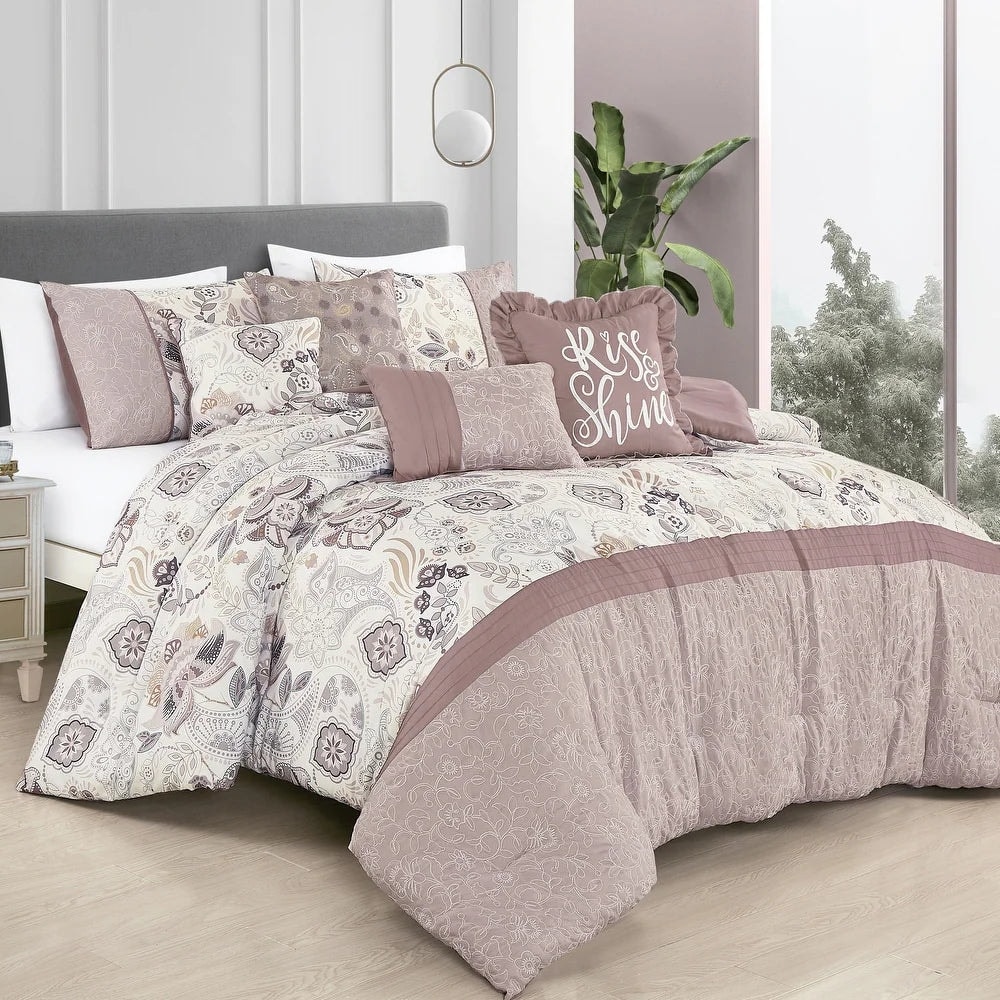 7 Piece Floral Paisley Bedding Comforter Set
