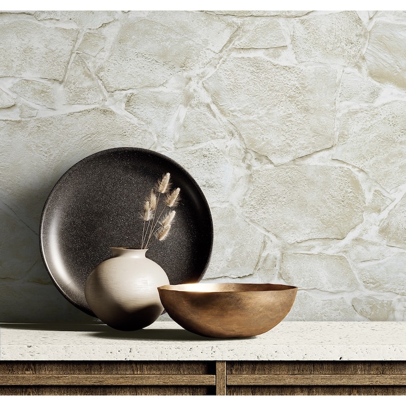 Harry & Grace Faux Fieldstone Peel and Stick Natural Wall Backdrop Panel