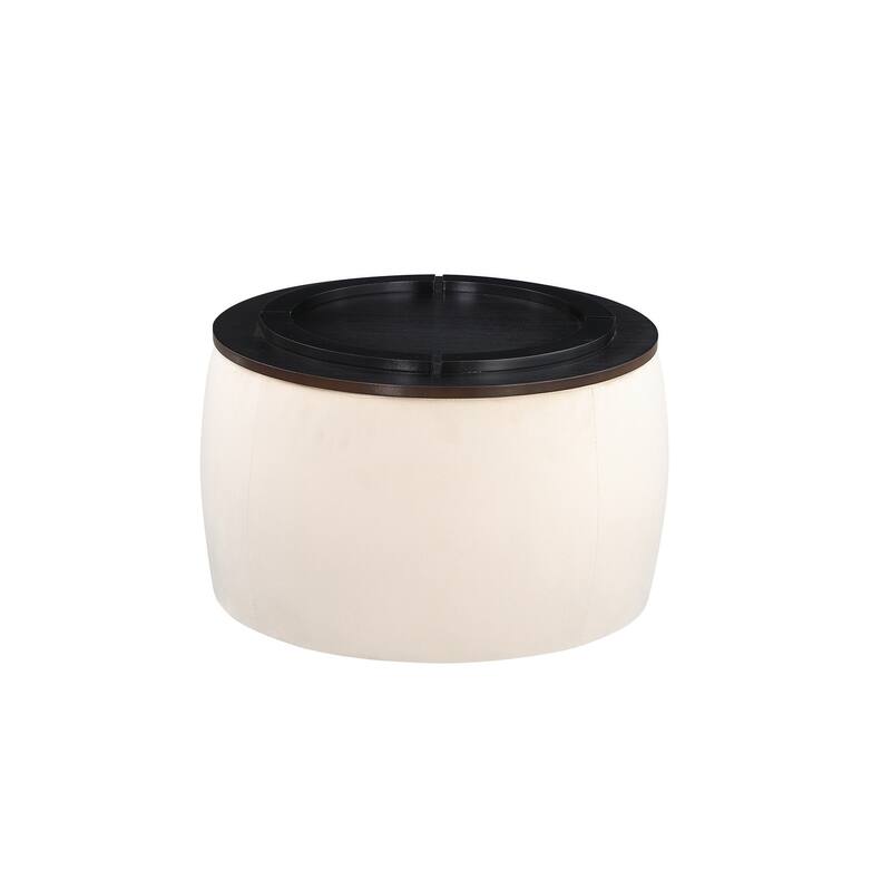 Round Ottoman Set with Storage, 2 in 1 combination
